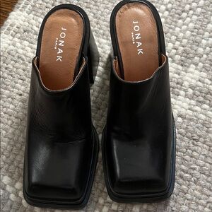 Jonak Black Leather Mules for Women